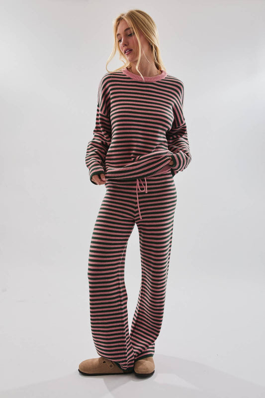 STRIPED WIDE LEG PANTS