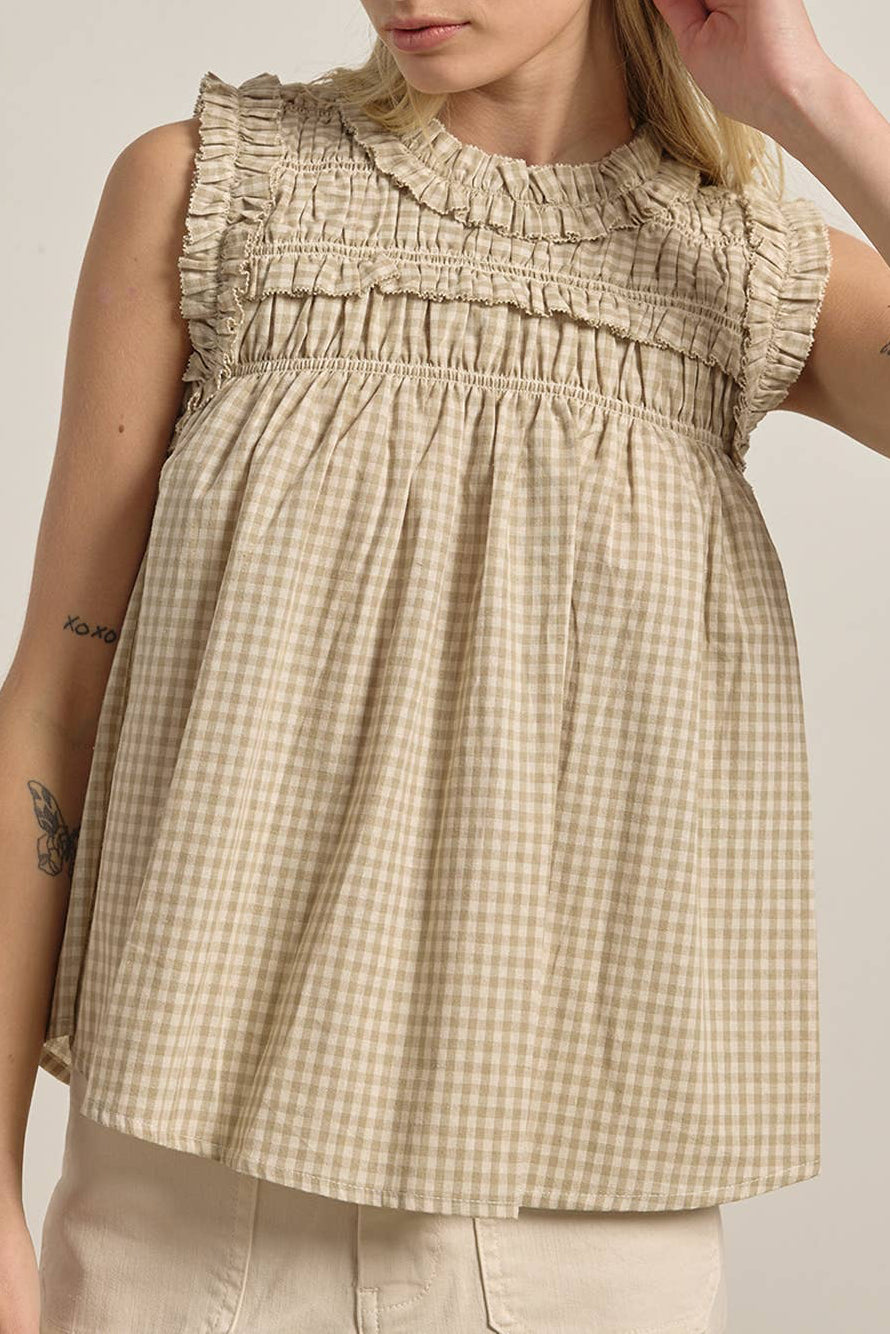 CLAIRE GINGHAM RUFFLE BLOUSE