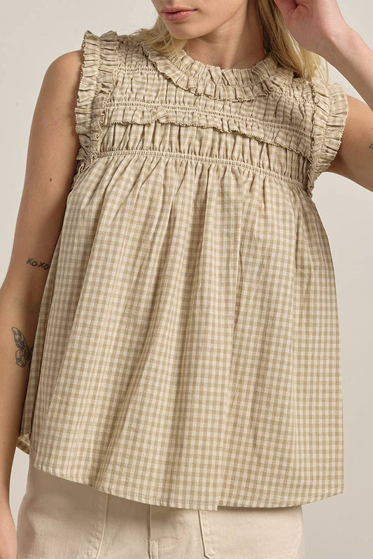 CLAIRE GINGHAM RUFFLE BLOUSE