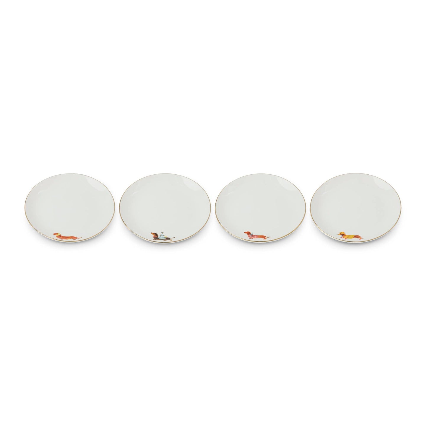 DACHSHUND GOLD RIM PLATES