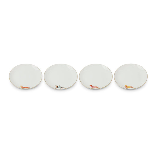 DACHSHUND GOLD RIM PLATES