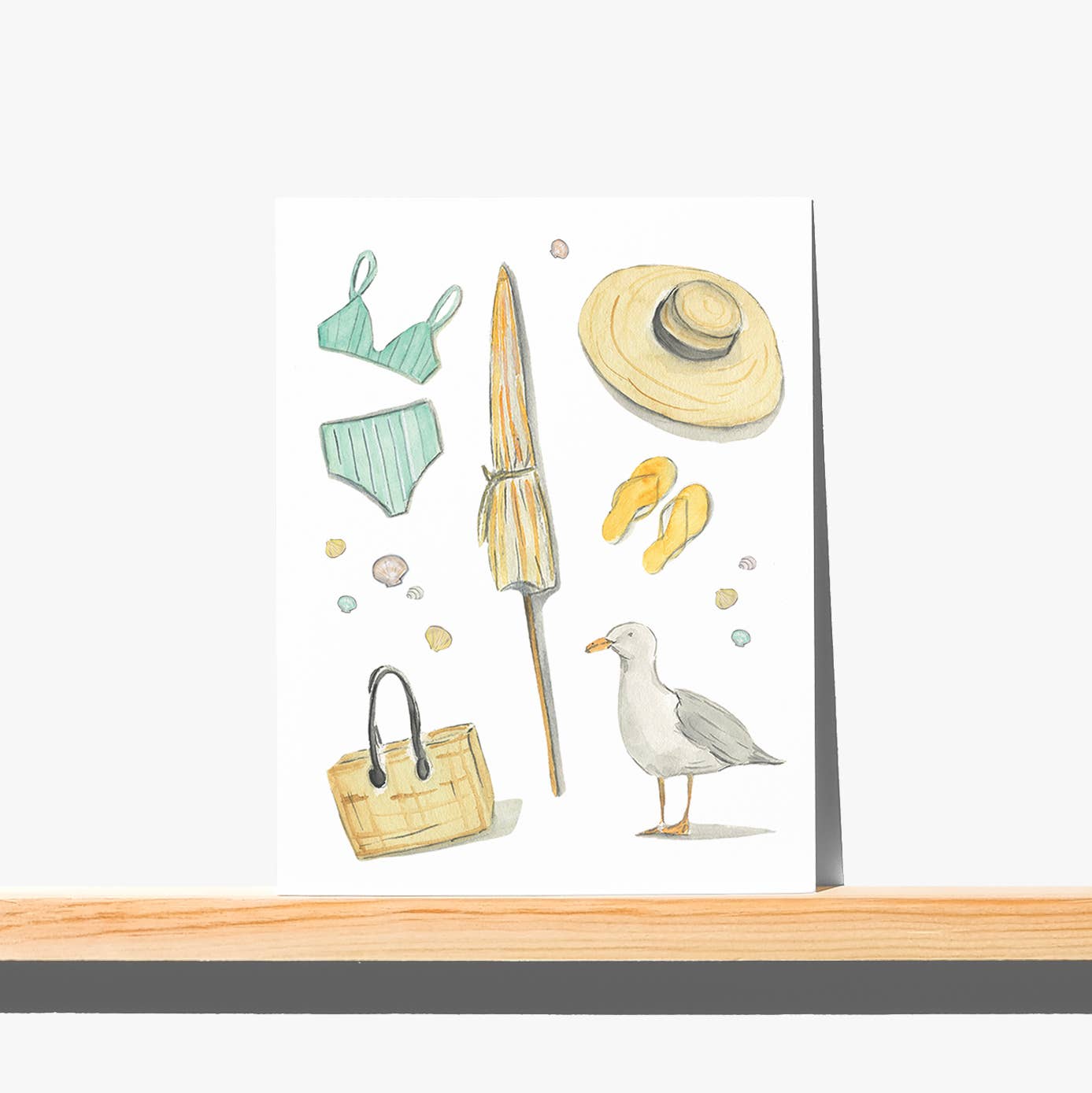 WATERCOLOR COASTAL BEACH GREETING CARD