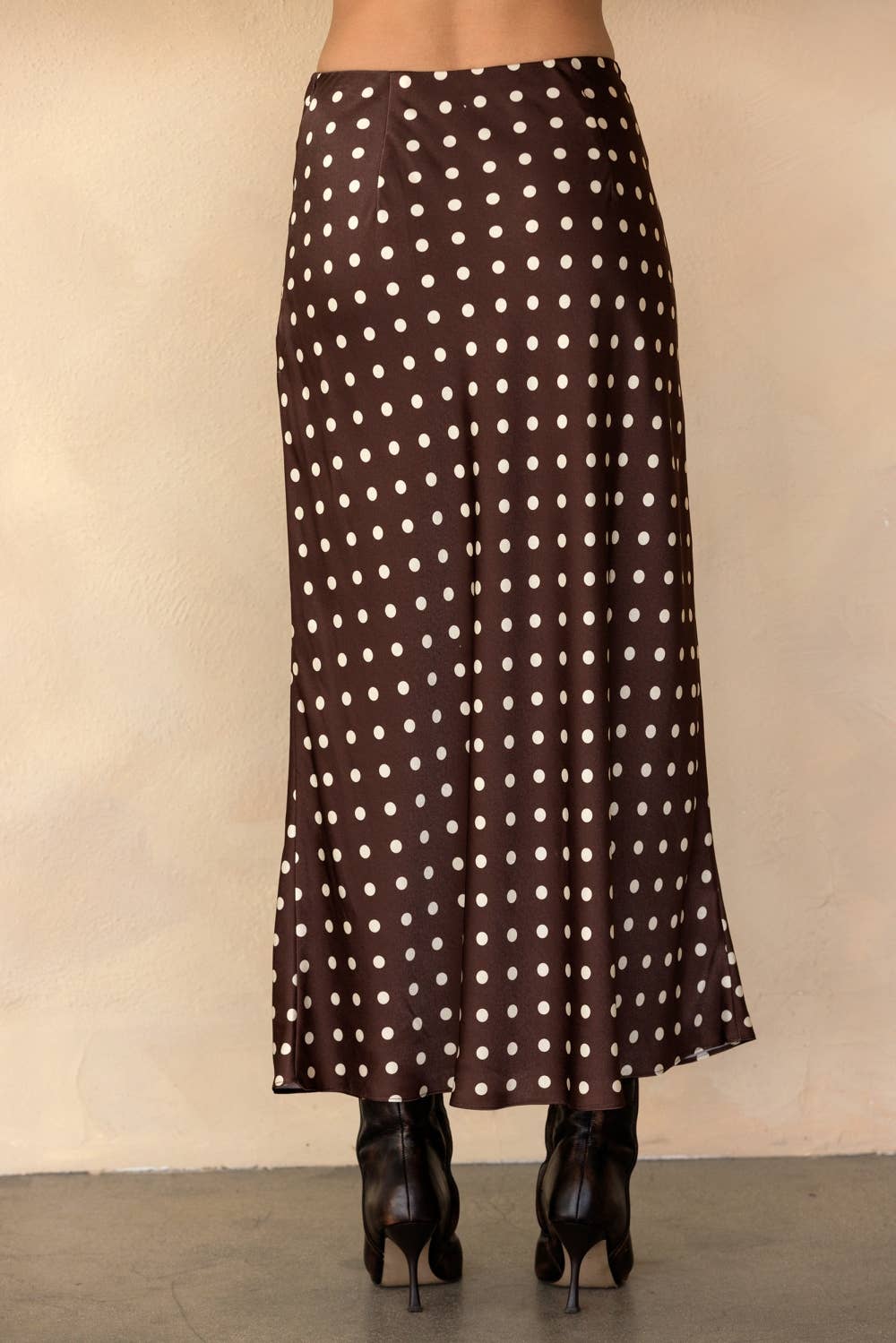 POLKA DOT SATIN MIDI SKIRT