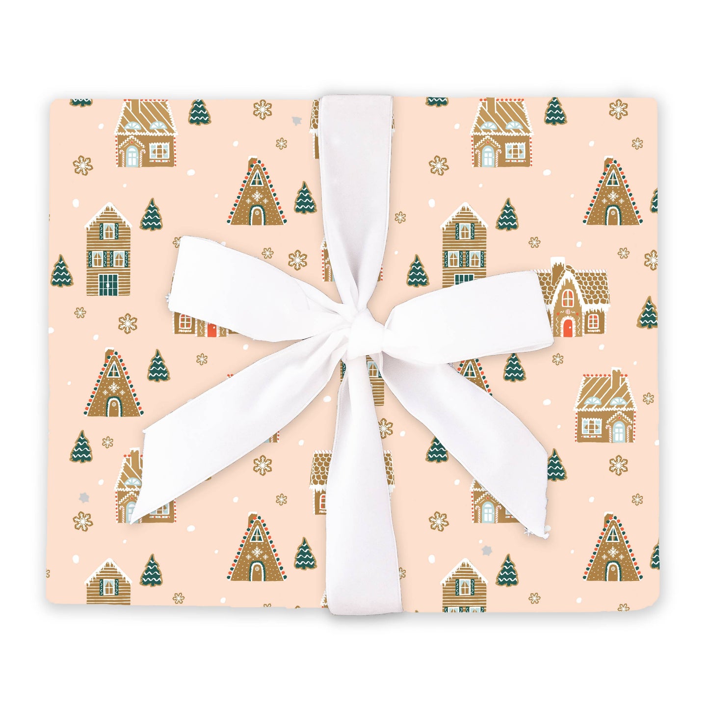 PINK GINGERBREAD VILLAGE WRAPPING PAPER