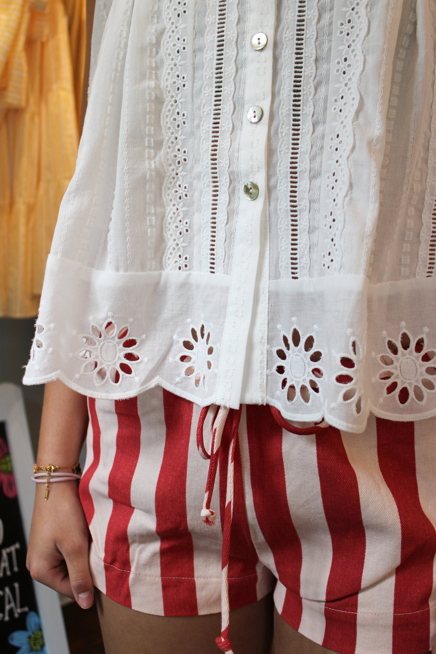 IVORY DAYDREAM EYELET TANK