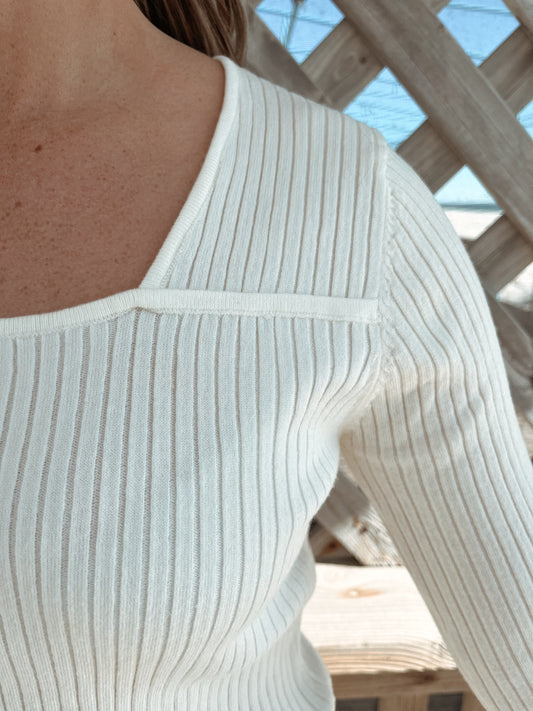 HALEY RIBBED SQUARE NECK TOP