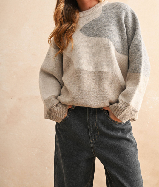 DUNE ABSTRACT COLOR BLOCK SWEATER