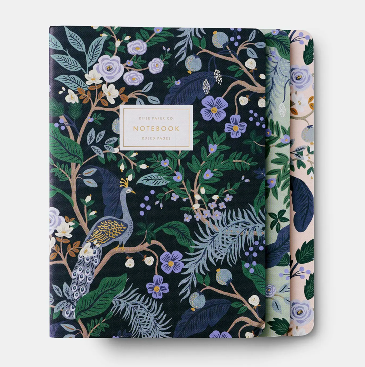 PEACOCK NOTEBOOKS - SET OF 3