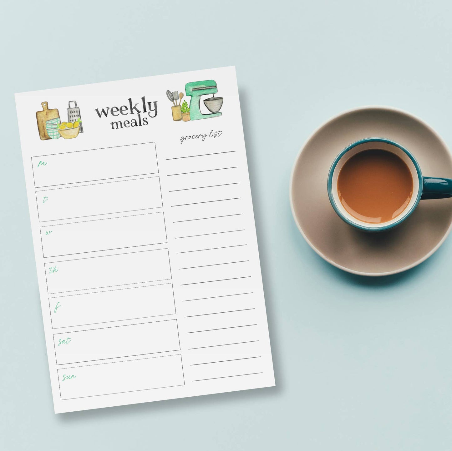 ORGANIZED WEEKLY MEAL PLAN NOTEPAD