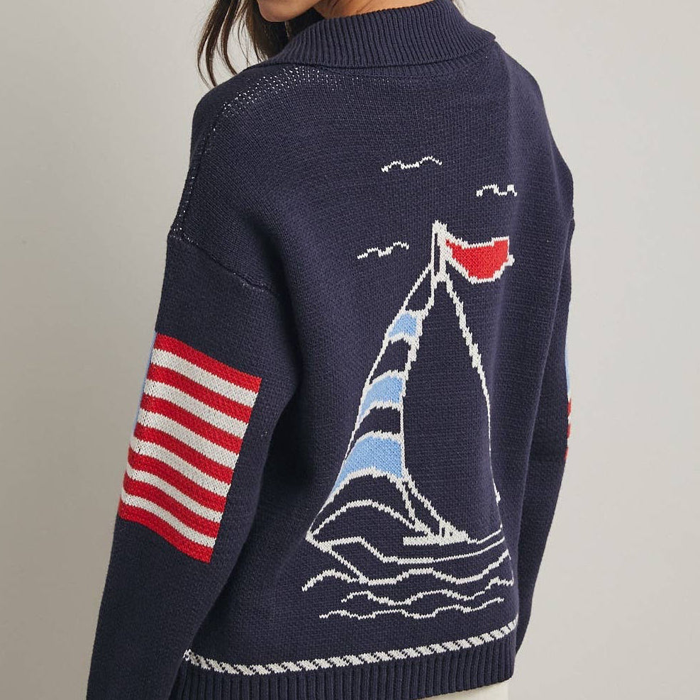 SAILBOAT SWEATER CARDIGAN