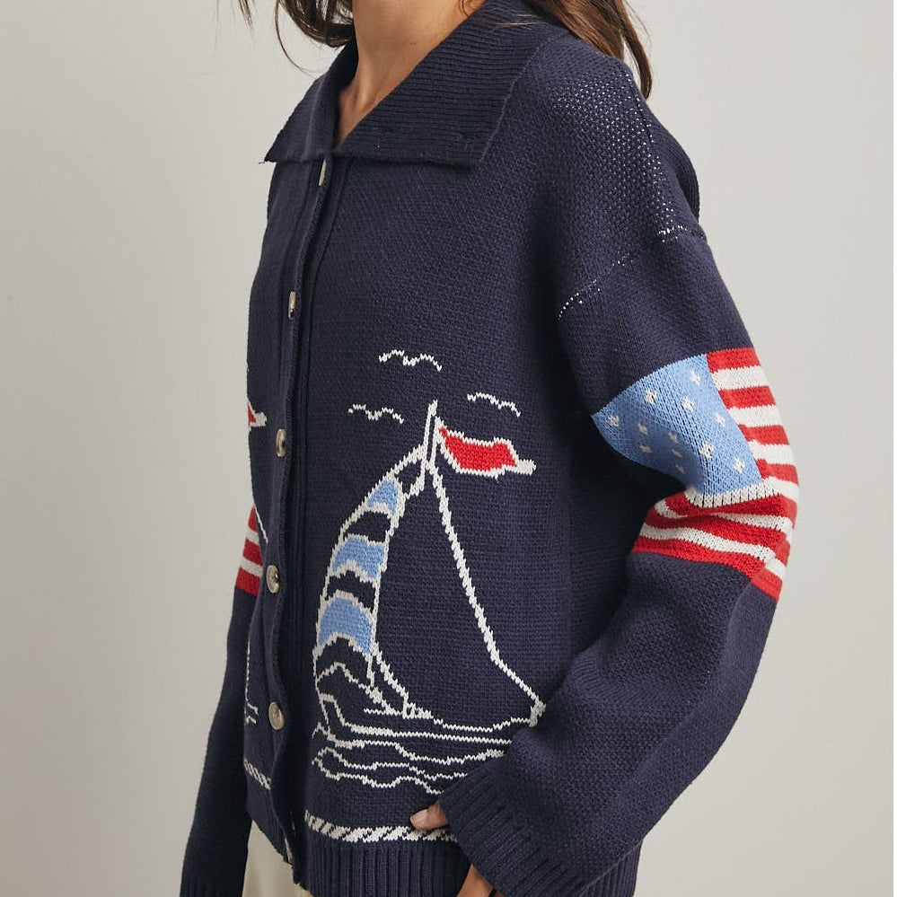 SAILBOAT SWEATER CARDIGAN
