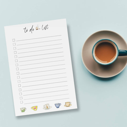 TEA CUPS AND TEA DO LIST NOTEPAD