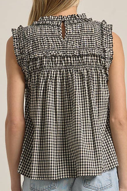 CLAIRE GINGHAM RUFFLE BLOUSE