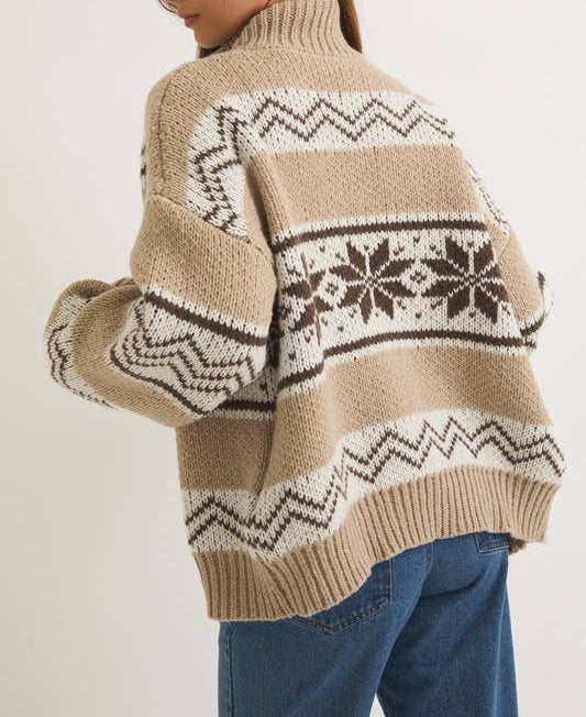 LONG SLEEVE COLLARED SWEATER JACKET