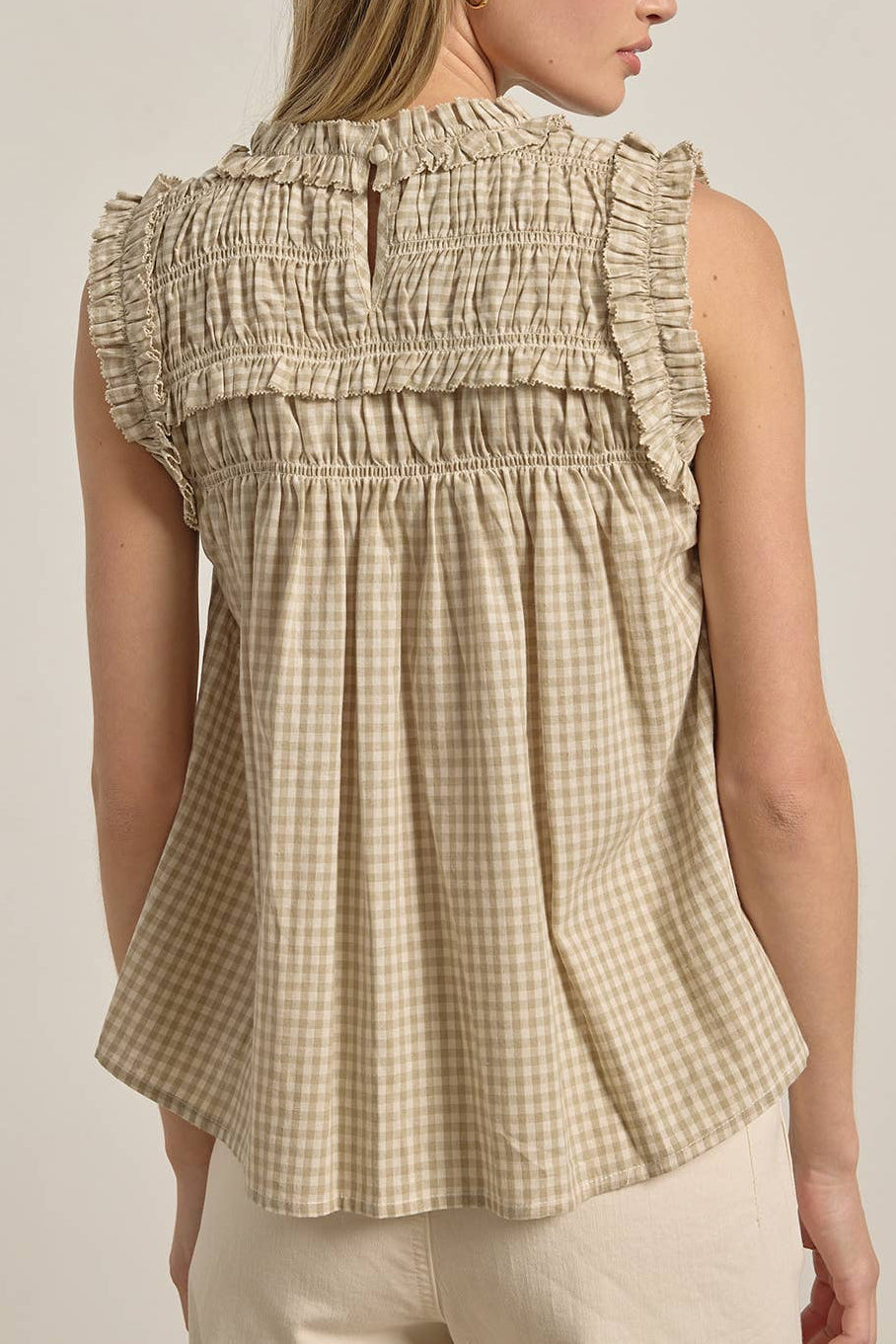 CLAIRE GINGHAM RUFFLE BLOUSE