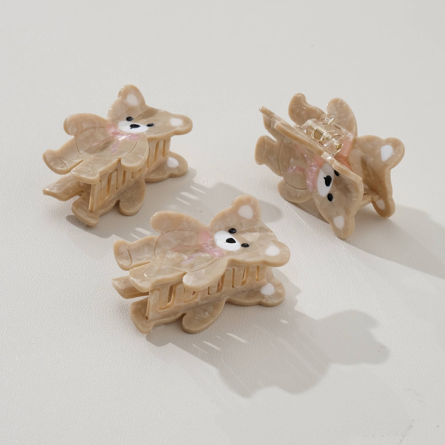 PINK BOW TEDDY BEAR CLAW CLIP