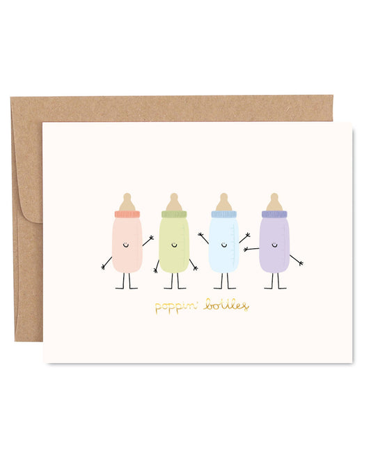 POPPIN BOTTLES BABY GREETING CARD
