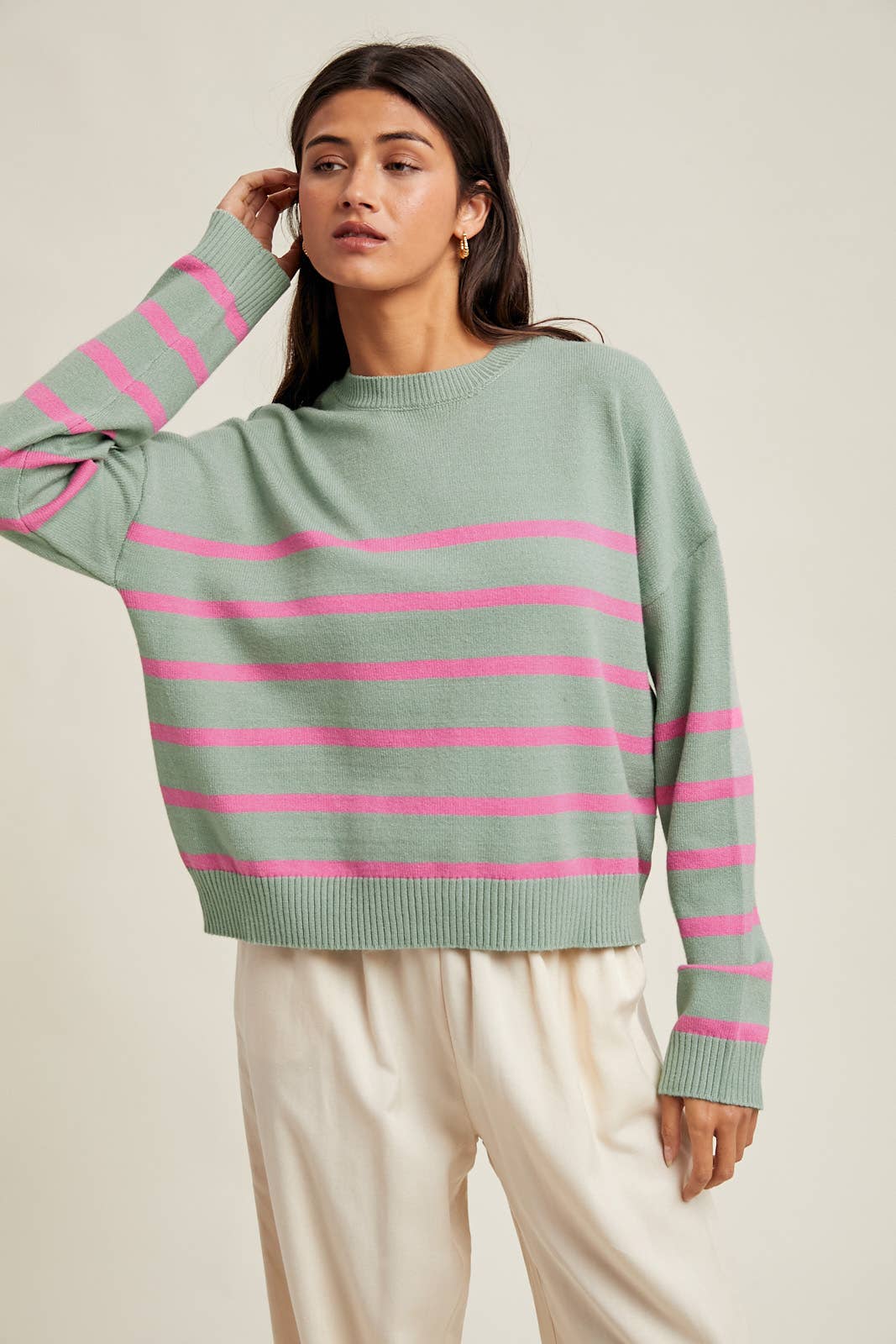 FRESH START STRIPED SWEATER