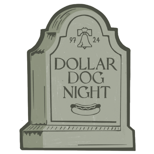 DOLLAR DOG NIGHT PHILLIES REST IN PEACE TOMBSTONE STICKER