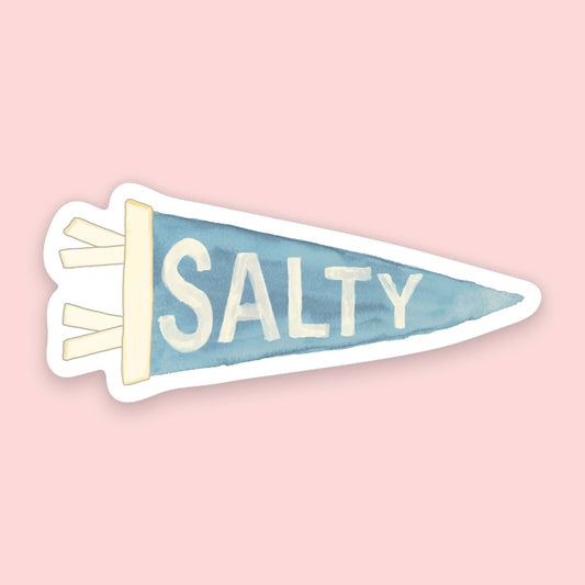 Salty Pennant Sticker | Coastal Pennant Sticker | 3" x 1.3"