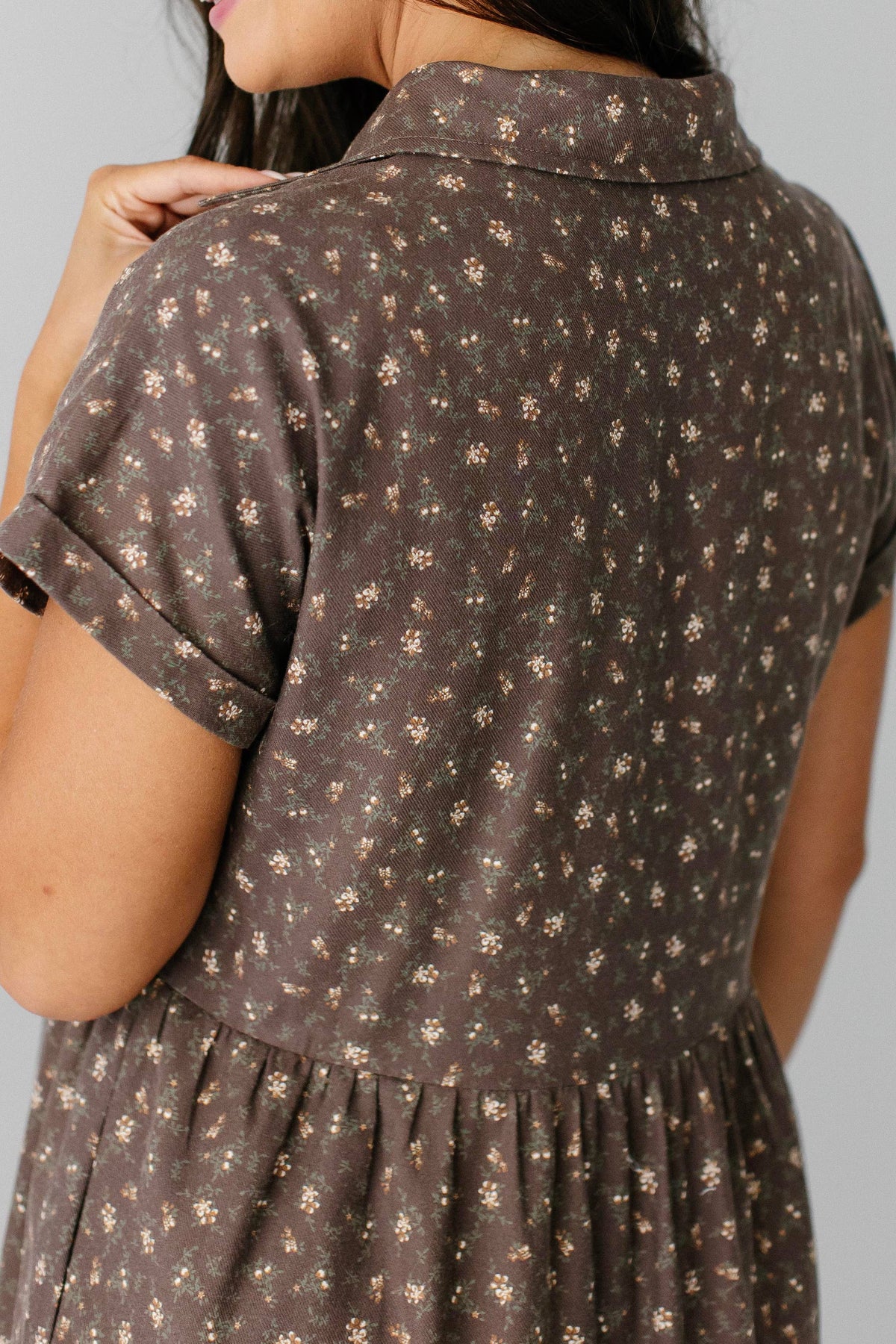 FLORAL BUTTON FRONT MIDI DRESS